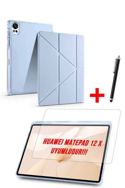 Nezih Case Huawei Matepad 12 X 2025 Compatible Trifolding Silicone Case with Pen Compartment Screen Protector and Pen Set