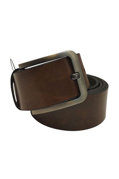 None Mens Belt Leather Casual with Adjustable Buckle - Brown Color