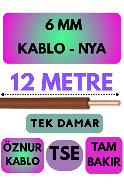 Avarson Öznur 6 MM NYA Kablo Metre Seçenekli (Kahverengi) 12 METRE