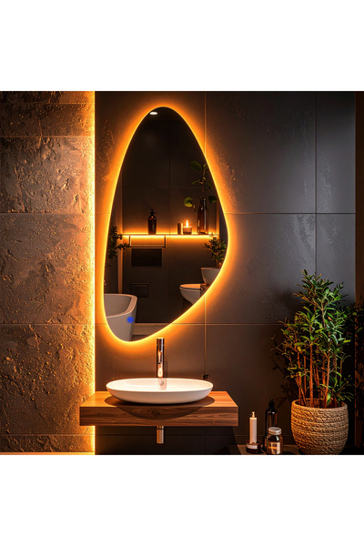 lumora mirror design Alvora Amber Led'li Lazer Kumlamalı Lavabo & Banyo Aynas...