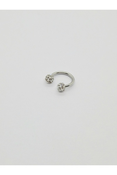 Set Stainless Steel Zircon Stone 8 mm Lip Labret Tragus Helix Piercing Earring (Diameter: 8 mm) (Stone: 3 mm)