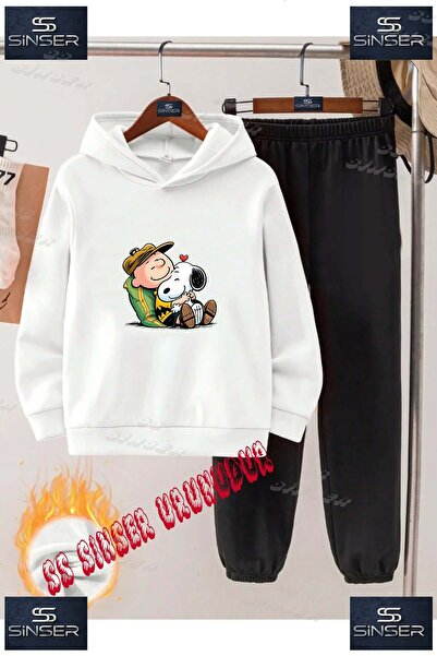 SS SİNSER Παιδικό Unisex Σετ Φόρμας με Κουκούλα και Ειδική Στάμπα "SNOPY COCU...