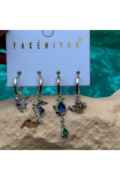 İNN JEWELLERY Steel Earrings Tarnish-Free Antiallergic Sea Figured (2 Years Importer Guaranteed)