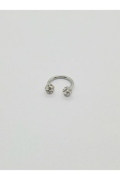 Set Stainless Steel Zircon Stone 8 mm Lip Labret Tragus Helix Piercing Earring (Diameter: 8 mm) (Stone: 3 mm)