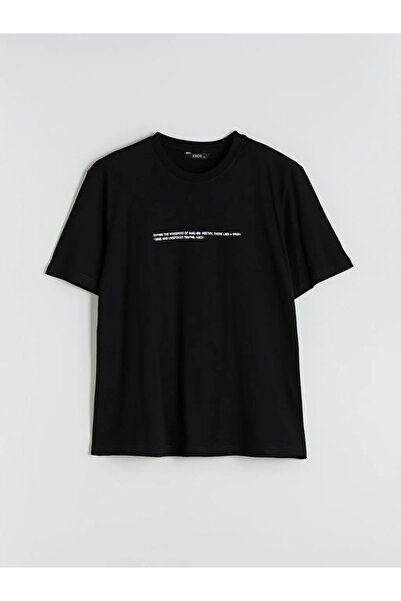 LC Waikiki Xsidesblack Crew Neck Printed Combed Cotton Men's T-Shirt