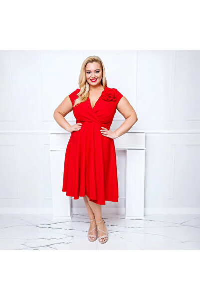 BOSCA EMESZON NINA dress size 50 Plus Size, elegant with medium length, for Wedding, Party, Special Events, red