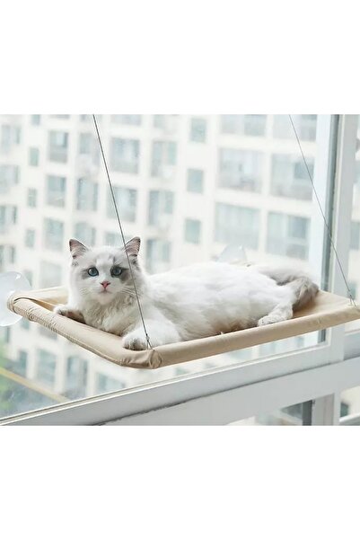 OEM Suspended Cat Bed with Window Mount, Hammock Type, Durable Materials, 55 x 35 cm, Beige