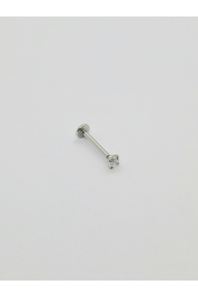 Set Stainless Steel Zircon Stone (10 mm) Lip Labret Tragus Helix Piercing (Thickness: 1.2mm) (Stone: 3mm)