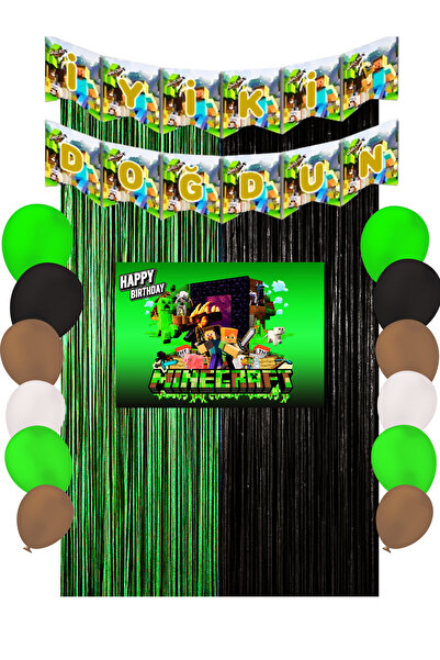 HAPPYLOOPPARTY MiNeCrAfT Doğum Günü Parti Malzemeleri Süsleri Mixxi Set