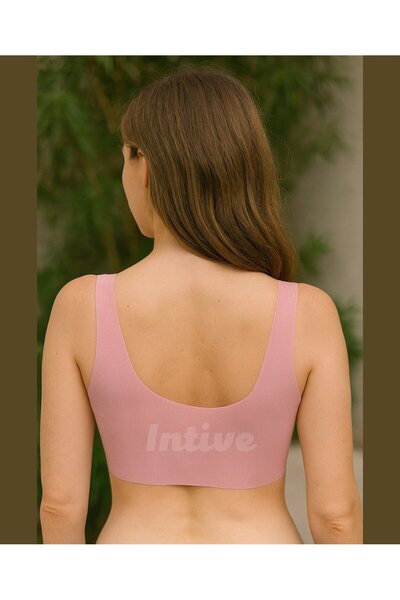İntive Lingerie Elise Imported Ribbed Front Snap Button Openable Premium Quality Seamless Laser Cut Bralet