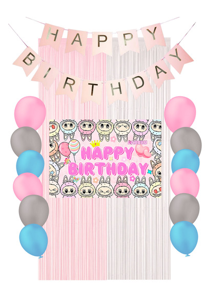 HAPPYLOOPPARTY لابوبو لوازم حفلات أعياد الميلاد مجموعة زينة ميكسسي بلس