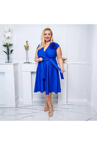 BOSCA EMESZON NINA dress size 50 Plus Size, elegant with medium length, perfect for Wedding, Special Events, blue