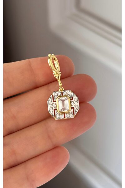 emy by emel luxury silver jewelry Altın Kaplama Baget Taşlı Merry Charm Kolye...