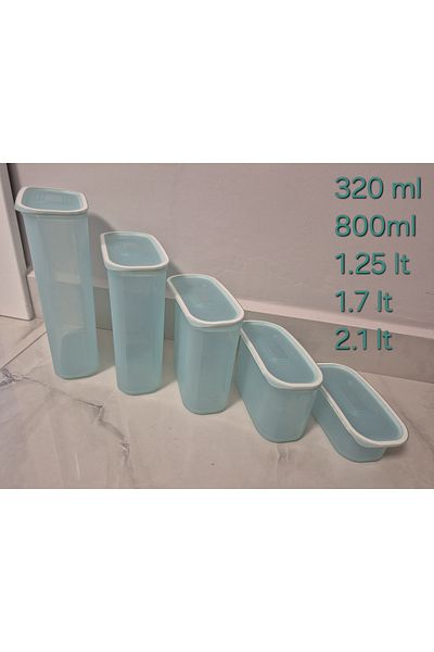 Tupperware Water Oval Set of 5 Dry Food Storage
