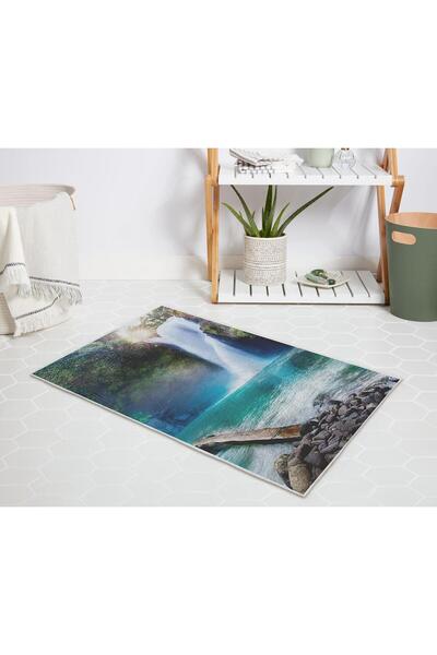Zethome Covor de baie Covoraș de baie imprimat digital 50x80 Covoraș de duș cu bază anti-alunecare din poliester Cascada