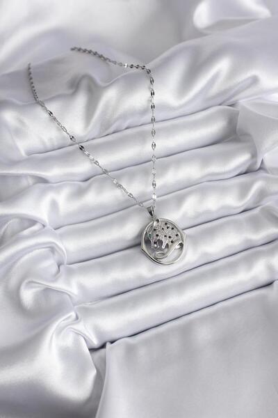 REBORN DESIGN 316L Steel Silver Color Zircon Stone Jaguar Model Women's Necklace