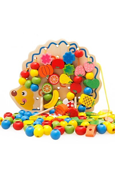 Picodino Wooden Lacing Toy Hedgehog with Fruits