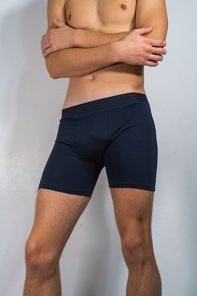 LUAN Set of 3 Men's Boxers, Cotton, Long Leg, Navy Blue