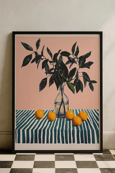 Cadran Çiçek Vazo tasarımlı Çerçeve Görünümlü Mdf Tablo