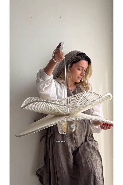 luminart Rustik Tarz Bohem avize Makrome avize Salon avize Yatak Odası Avize Rattan Avize