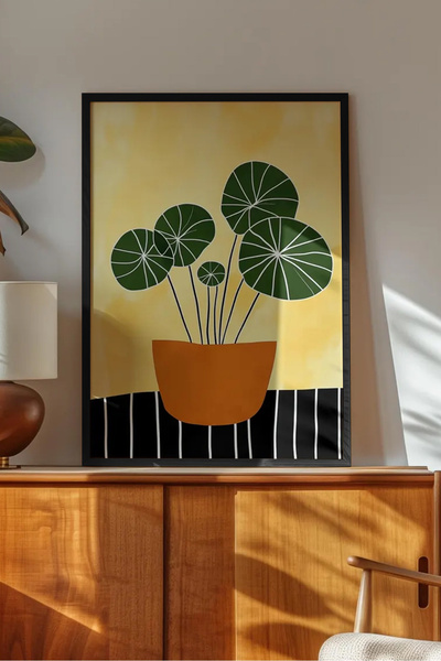 Cadran Çiçek Vazo tasarımlı Çerçeve Görünümlü Mdf Tablo