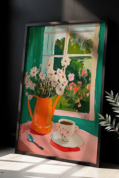 Cadran Çiçek Vazo tasarımlı Çerçeve Görünümlü Mdf Tablo