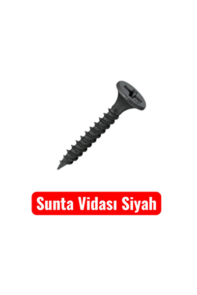 Genel Markalar 3,5x35 Sunta Mdf Ağaç Menteşe Ray Montaj Vidası Siyah (50 Adet)