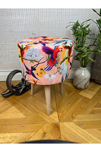 decosense Papağan Desenli Modern Puf Bench Oturak Tabure koltuk