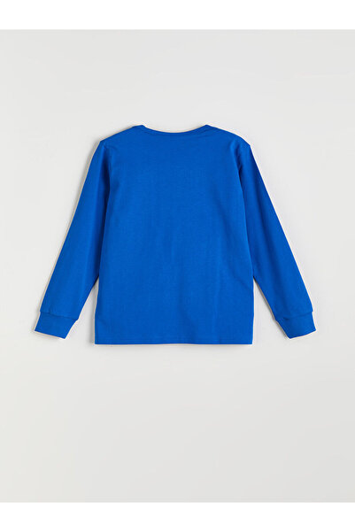 LC Waikiki Mavi Bisiklet Yaka Ayı Teddy Baskılı Erkek Çocuk Pijama Takımı