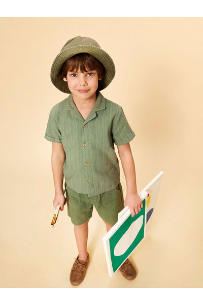 LC Waikiki LCW Kids Green Linen Mix Jungenhemd und Shorts im 2er-Pack