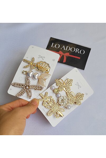 LO ADORO 6 Pieces Women's Multiple New Trend Clamp Buckle Set New Luxury Buckle Set Star Bow Stone Buckle