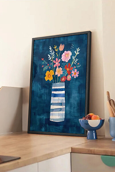 Cadran Çiçek Vazo tasarımlı Çerçeve Görünümlü Mdf Tablo