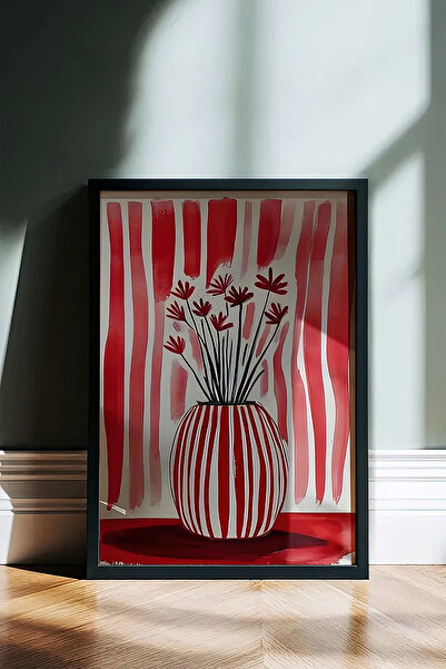 Cadran Çiçek Vazo tasarımlı Çerçeve Görünümlü Mdf Tablo