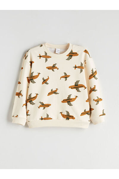 LC Waikiki Lcw Eco Ekru Printed Boy's Sweatshirt and Pants 2-Pack