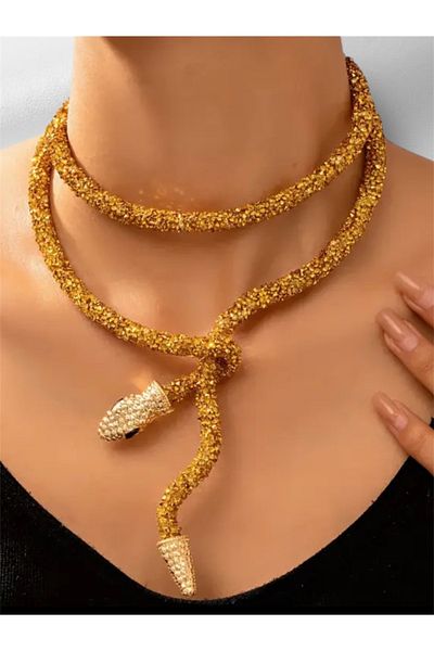 Sevilgülgünfinecrafts Silver - Gold Color Silvery Snake Necklace