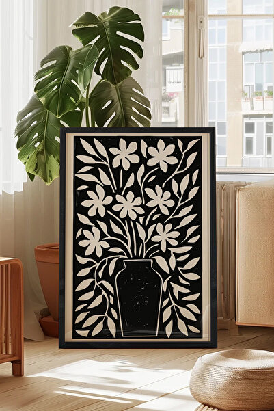 Cadran Çiçek Vazo tasarımlı Çerçeve Görünümlü Mdf Tablo