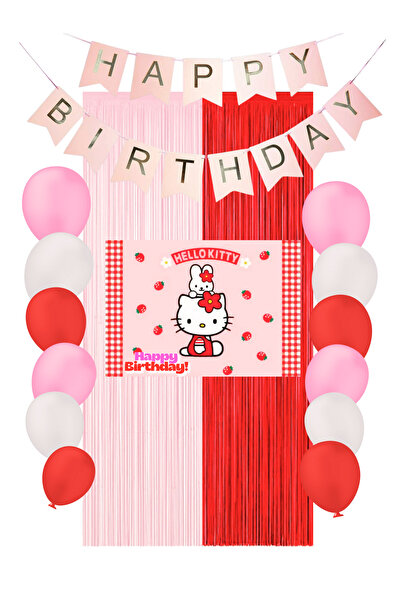HAPPYLOOPPARTY Hello Kitty Doğum Günü Parti Malzemeleri Süsleri Mixxi Set Kır...
