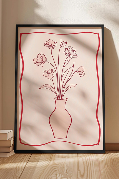 Cadran Çiçek Vazo tasarımlı Çerçeve Görünümlü Mdf Tablo