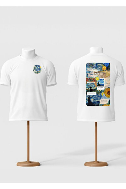 barsdepo Tricou cu imprimeu Van Gogh, tricou negru oversize unisex pentru cop...