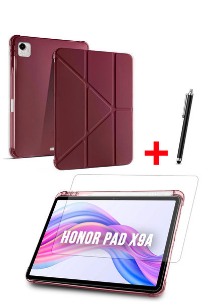 Nezih Case Honor Pad X9A Compatible Trifolding Silicone Case with Pen Compartment Screen Protector and Pen Set