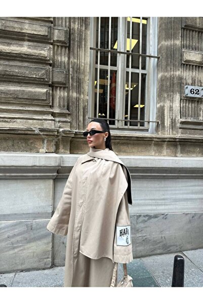 Miss Beyoğlu Yeni Özel tasarım oversize şalı trençkot yagmur geçirmez