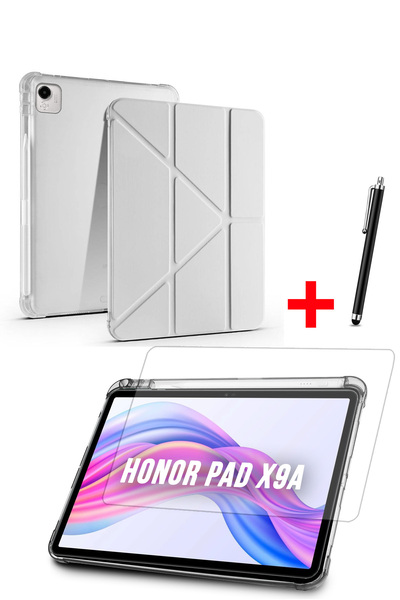 Nezih Case Honor Pad X9A Compatible Trifolding Silicone Case with Pen Compartment Screen Protector and Pen Set