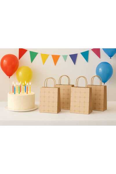 HDF PAZARLAMA 25 ADET KARE DESENLİ 15*8*20 KRAFT ÇANTA