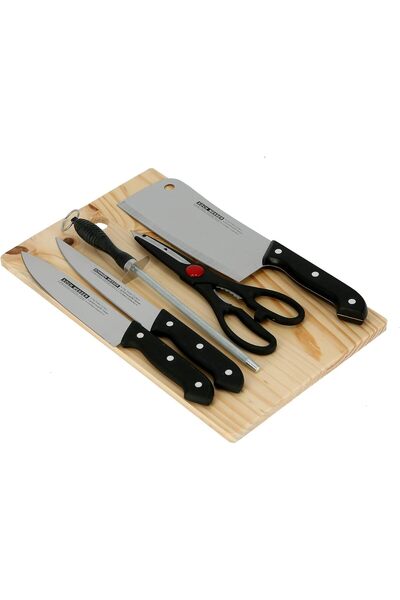 DELCASA 5Pc Knife Set With Wooden Cutting Board