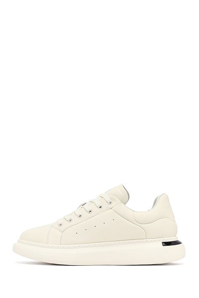 Derimod Men's White Lace-Up Thick Sole Leather Sneaker 25Wfd690318