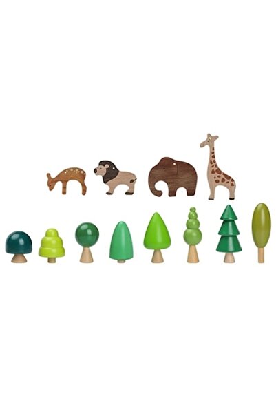 Mixbo Set 12 piese Montessori pentru stivuit Mixbo, Animale salbatice in padu...