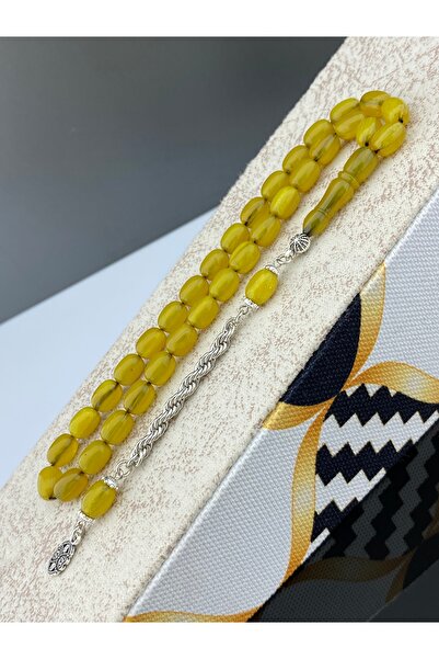 Tesbih Store كبسولة مقطوعة أصلية بلون العنبر غير قابلة للتلاشي مع شرابة