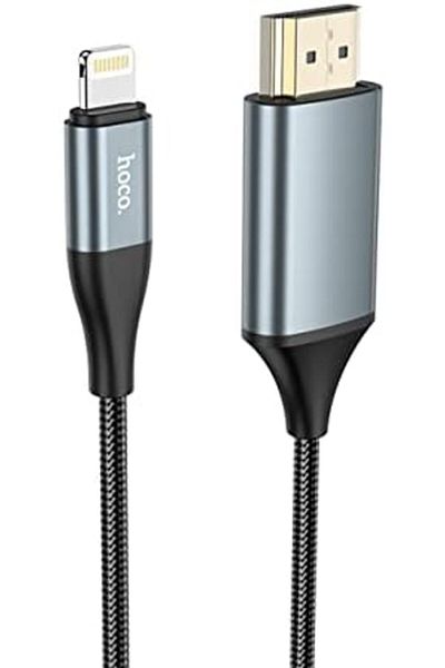 Hoco Lightning to HDMI Cable, Supports HD 1080p Output, Plug & Play, Compatible with iPhone, Length: