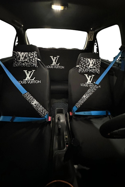 TKY Tasarımı Kendin Yap Lv 8 Pieces Auto Seat Cover Set Service Cover (Front + Rear Set, 2 Neck Pillows, 2 Belt Covers)