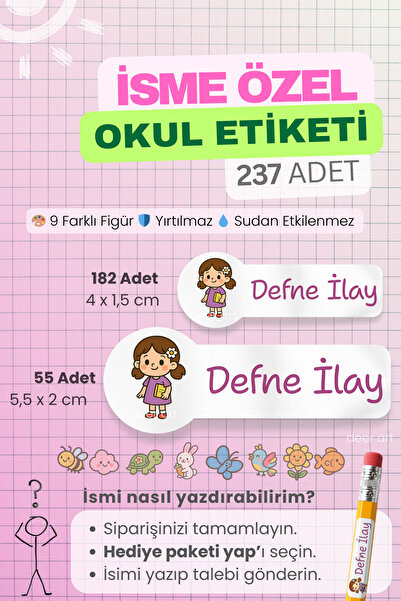 deer art Okul Etiketi Kalem ve Defter İçin - Sevimli Nil Figürü - 237 Adet - ...